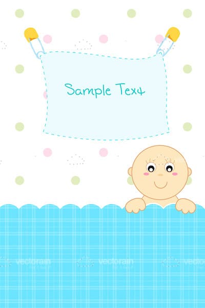Abstract Baby in Crib with Sample Text on Sheet